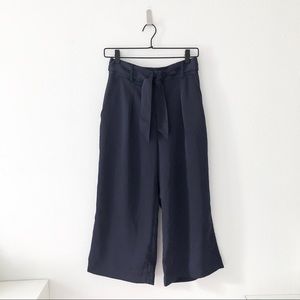 LOFT Waist Tie Wide Leg Cropped Pants